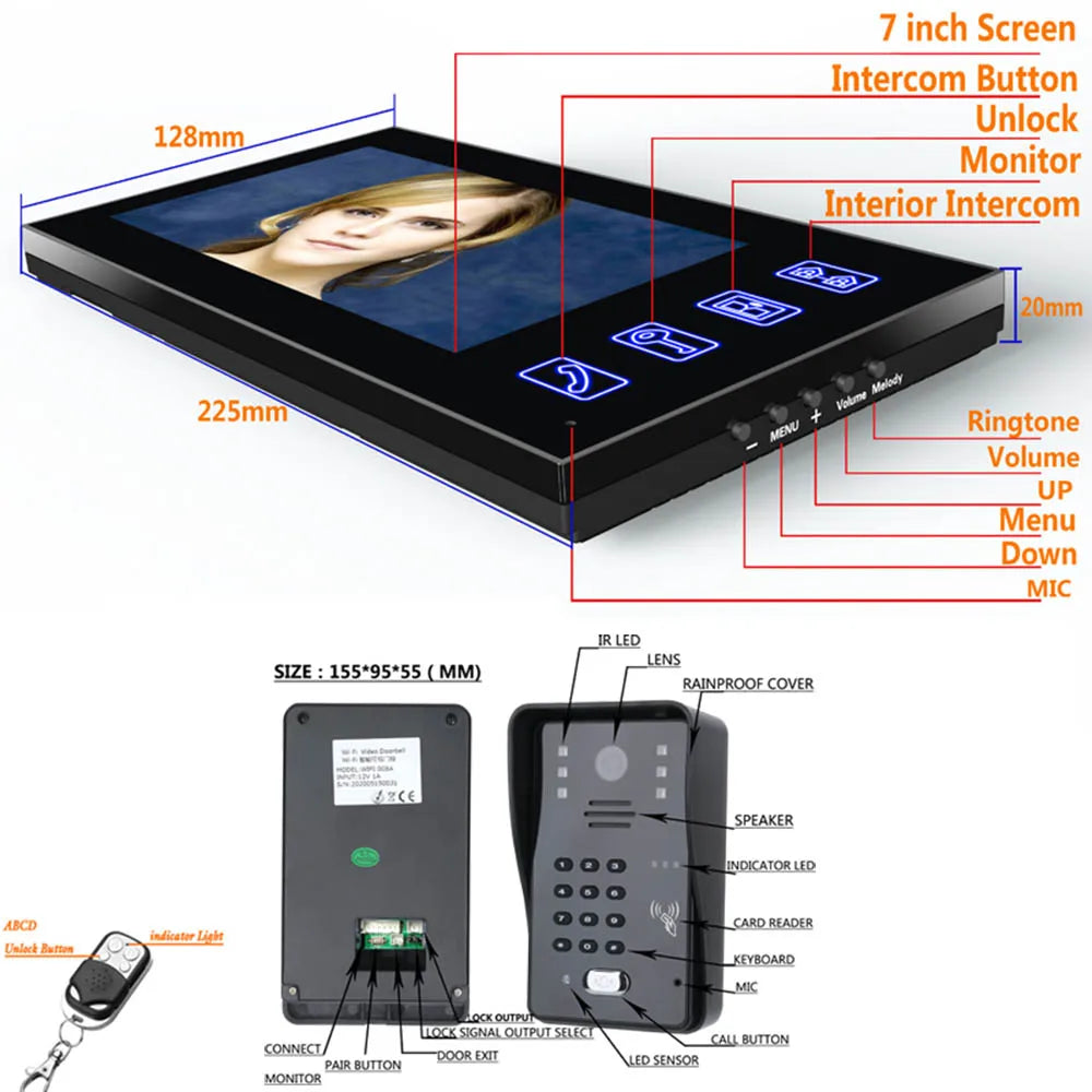 Video Door Phone Intercom Doorbell System