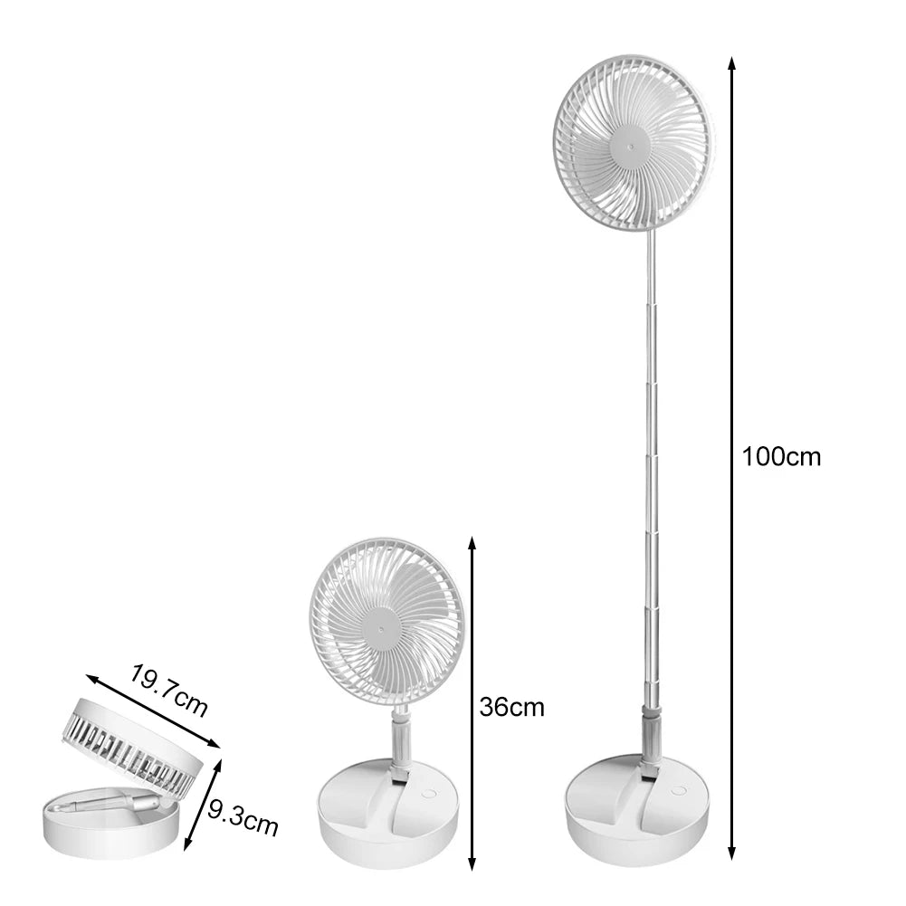 Portable Folding Fan USB Rechargeable Foldable Telescopic Floor Standing Fan Desktop Table Mini Fans Bedroom Cooling Fans