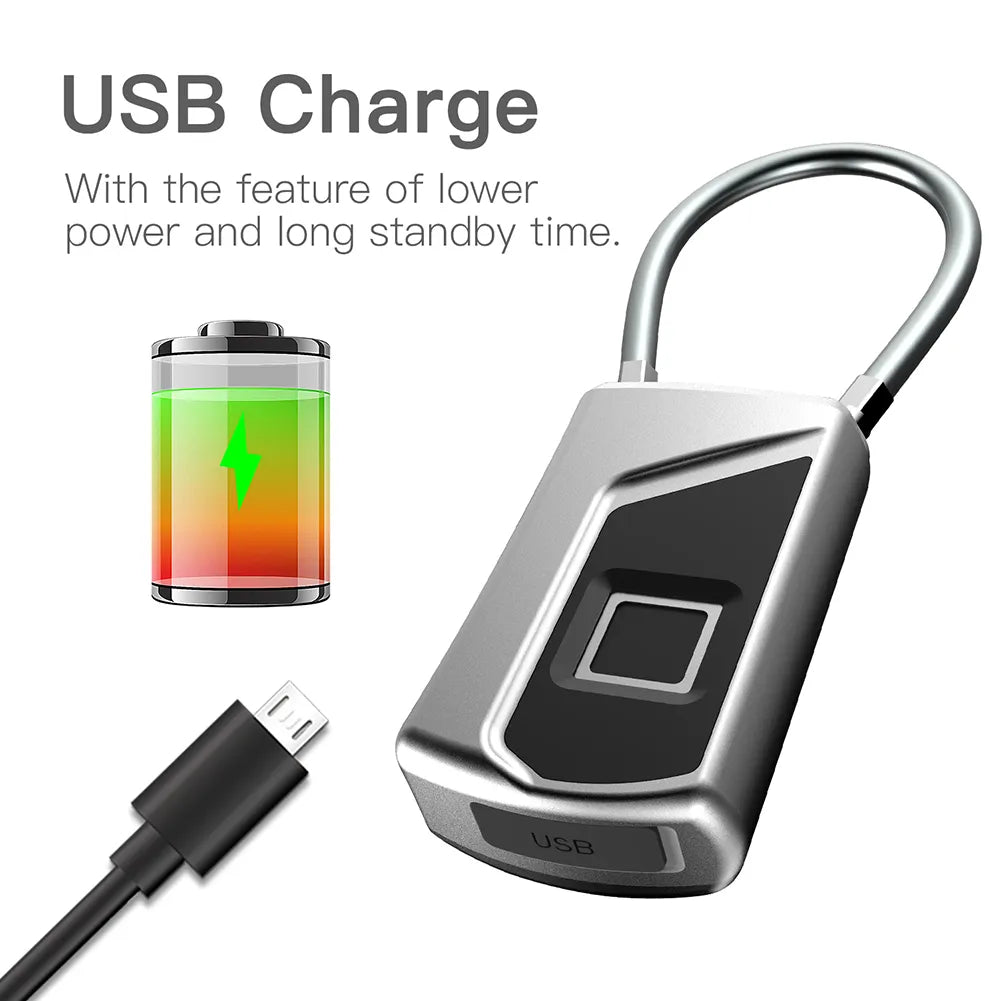 Electronic Padlock Fingerprint Lock USB Rechargeable