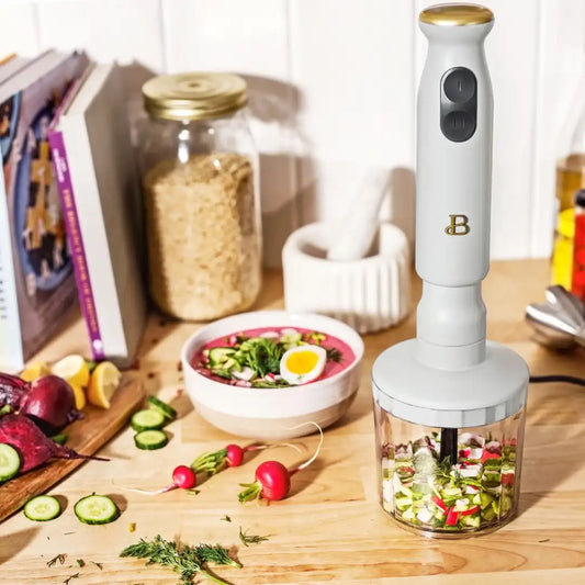 2-Speed Immersion Blender with Chopper & Measuring Cup,