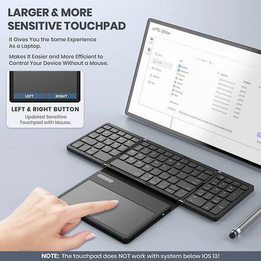 Foldable Bluetooth Keyboard  Bluetooth Keyboard with Large Touchpad