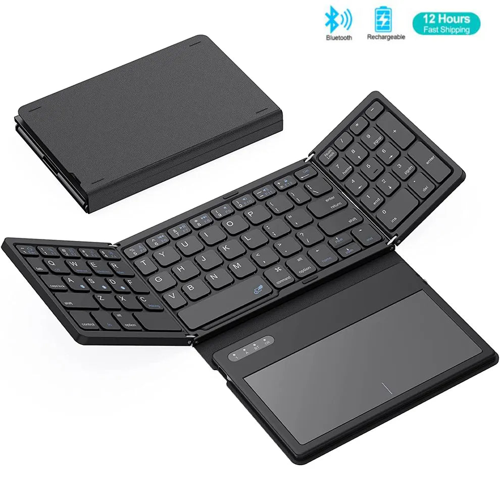 Foldable Bluetooth Keyboard  Bluetooth Keyboard with Large Touchpad