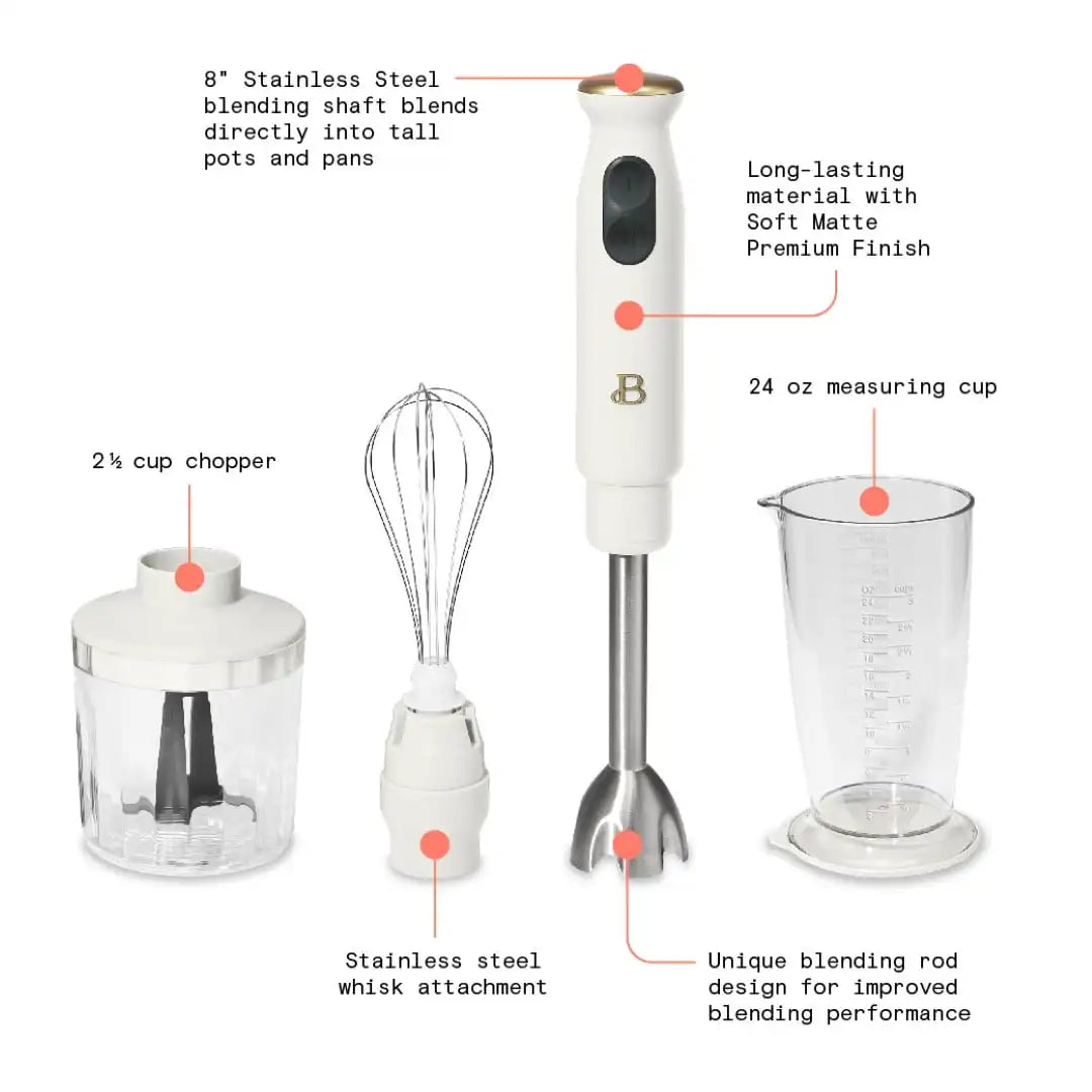 2-Speed Immersion Blender with Chopper & Measuring Cup,